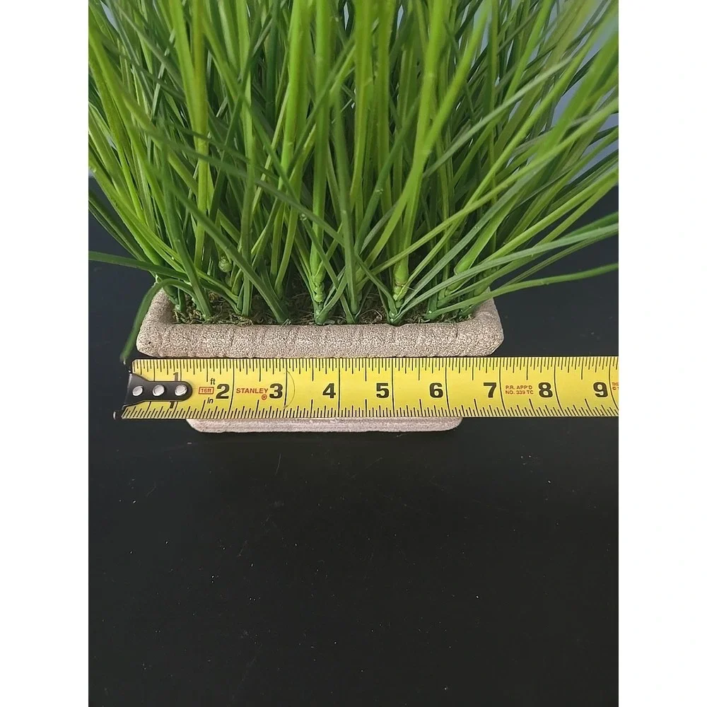 Set of 2 Faux Potted Grass in Faux Concrete Planter Patio Decorative Accent‎
